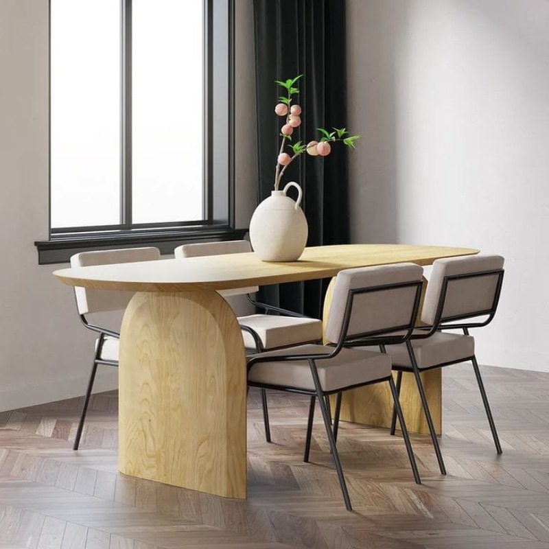 Modern Mango Wood Oval Dining Table | Pedestal Design W... | Solid Wood Dining Table | Modern Mango Wood Oval Dining Table | Pedestal Design W...