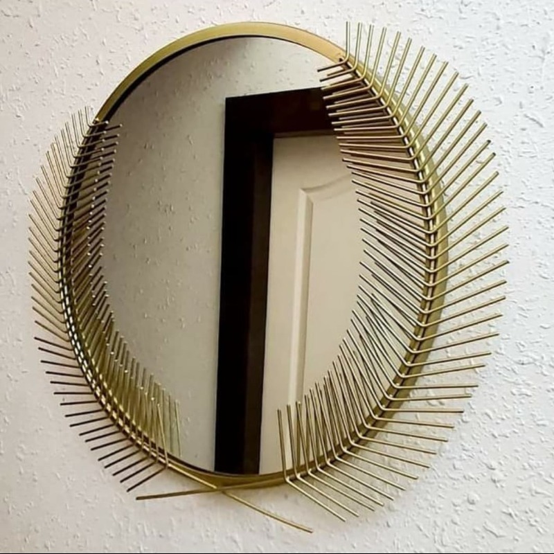 Metal Gold Feather Wall Mirror | Wall Mirror Design