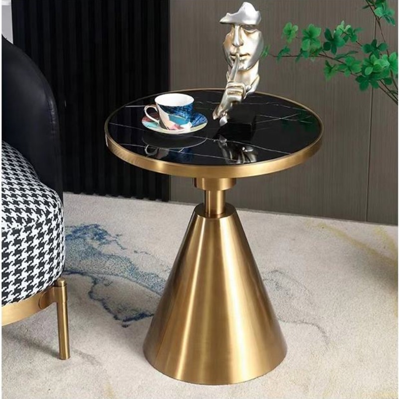 Luxury Black Round Marble Side Table