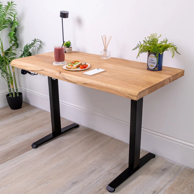 Electric Height Adjustable Standing Desk with  Live Edg...