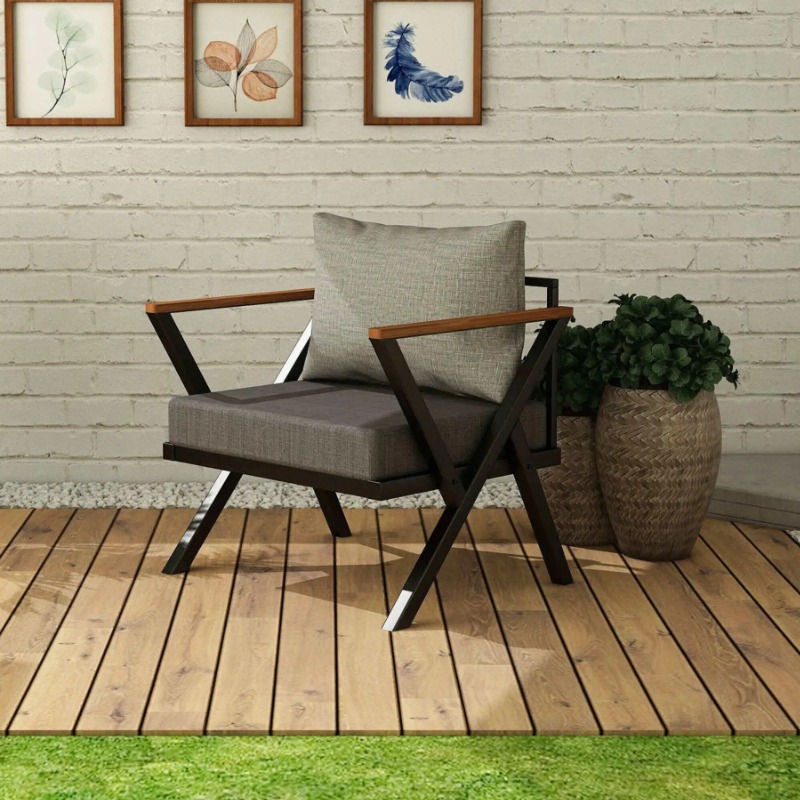 Luxe Garden Accent Armchair | Metal Wooden Sofa Chair  ... | Chair | Luxe Garden Accent Armchair | Metal Wooden Sofa Chair  ...