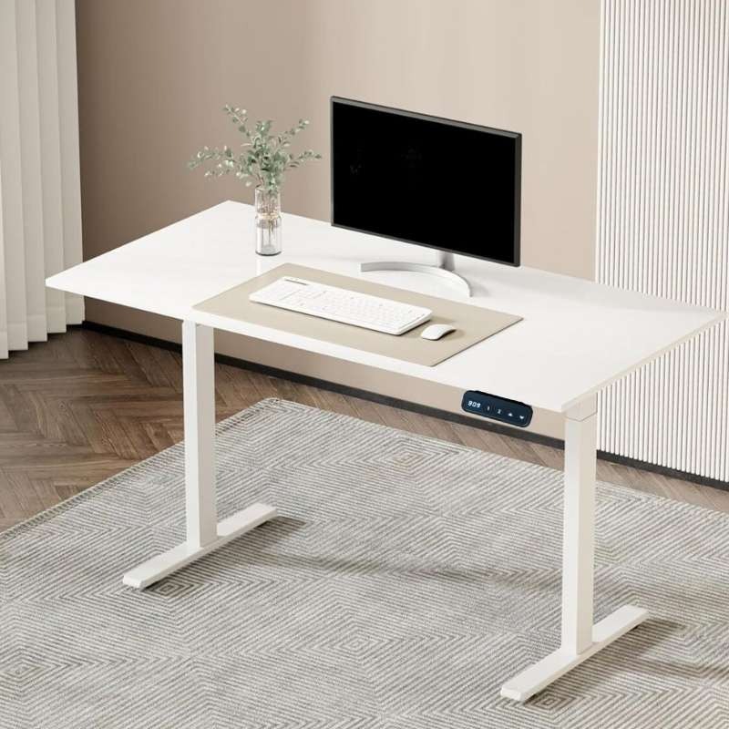 Elevantro white height adjustable table with white legs |  Elevantro white height adjustable table with white legs