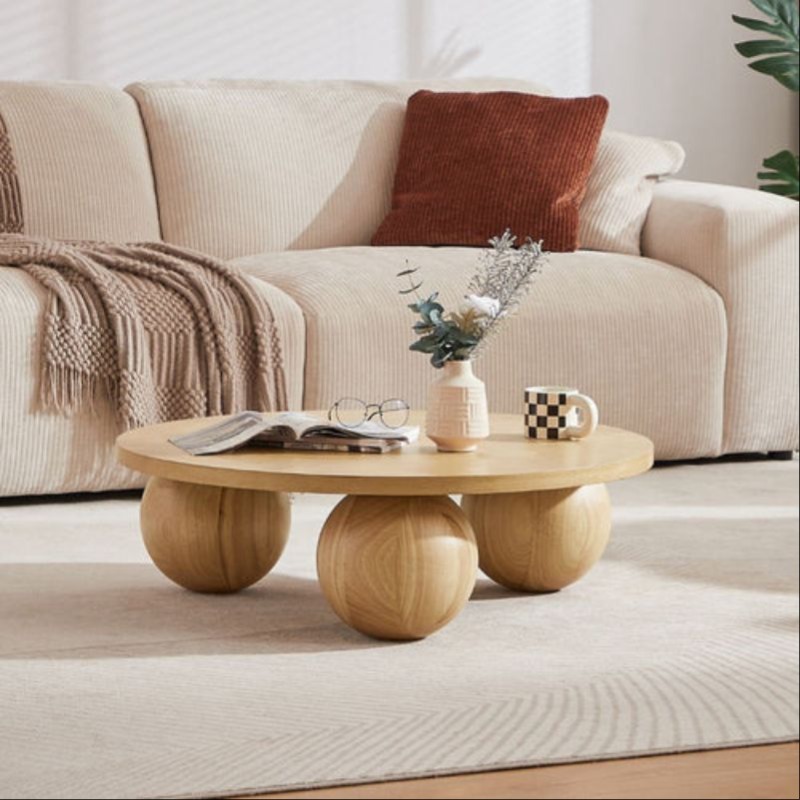 Modern Orb Round Coffee Table | Solid Wood  Coffee Table | Modern Orb Round Coffee Table