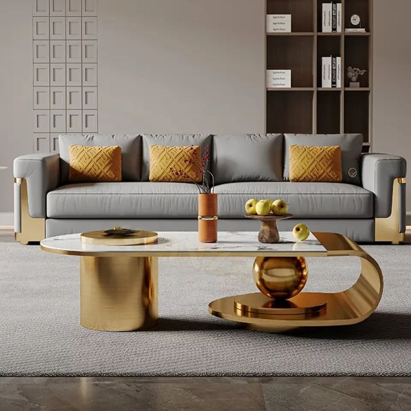 Luxe Gold Accent Center Table | Marble Center Table | Luxe Gold Accent Center Table