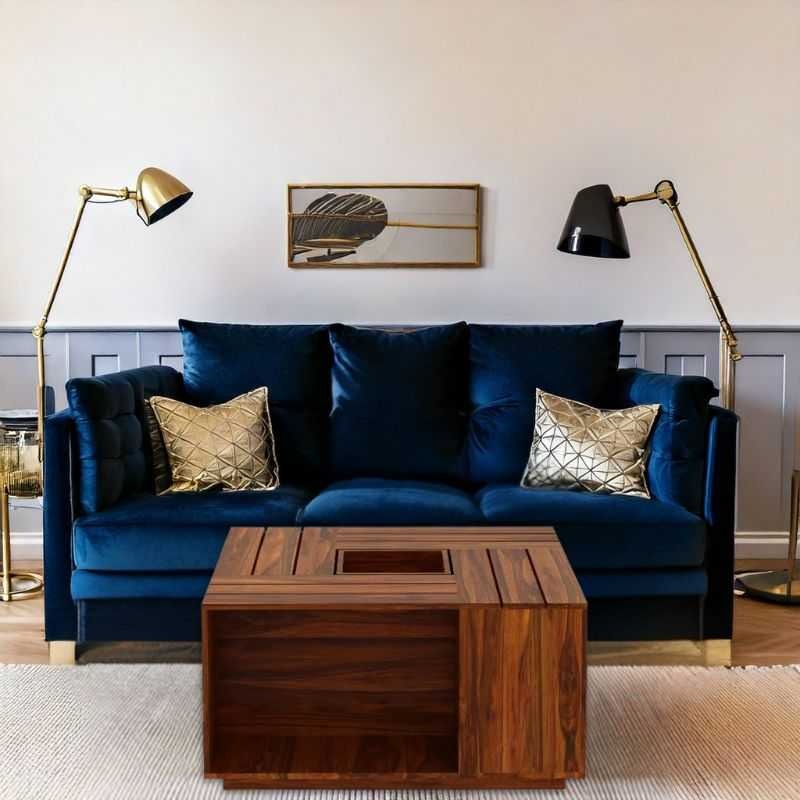 GeoNest Sheehsam solid wood Coffee Table | Wooden Finish with Geometric Top | Stor...