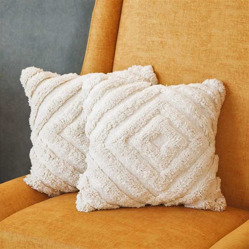CozyDiamond Duo – Woodensure Cotton Textured Cushion Covers – 16x16 Inches | Soft ...