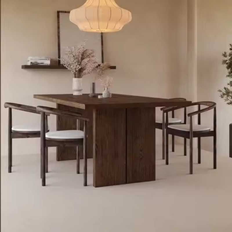 Minimalist Dining Table with Thick Legs | Rectangular Dining Table | Paired Thick ...