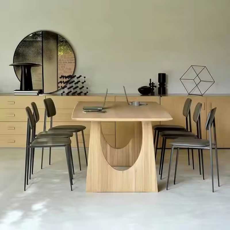 Scandinavian Mango Solid Wood Dining Table | Sculptural 6-Seater Table | 60 x 36 x...