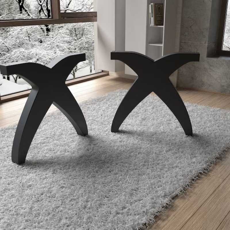 Modern X-Frame Steel Table Base – Black Powder-Coated Metal Legs for Dining or Cus...