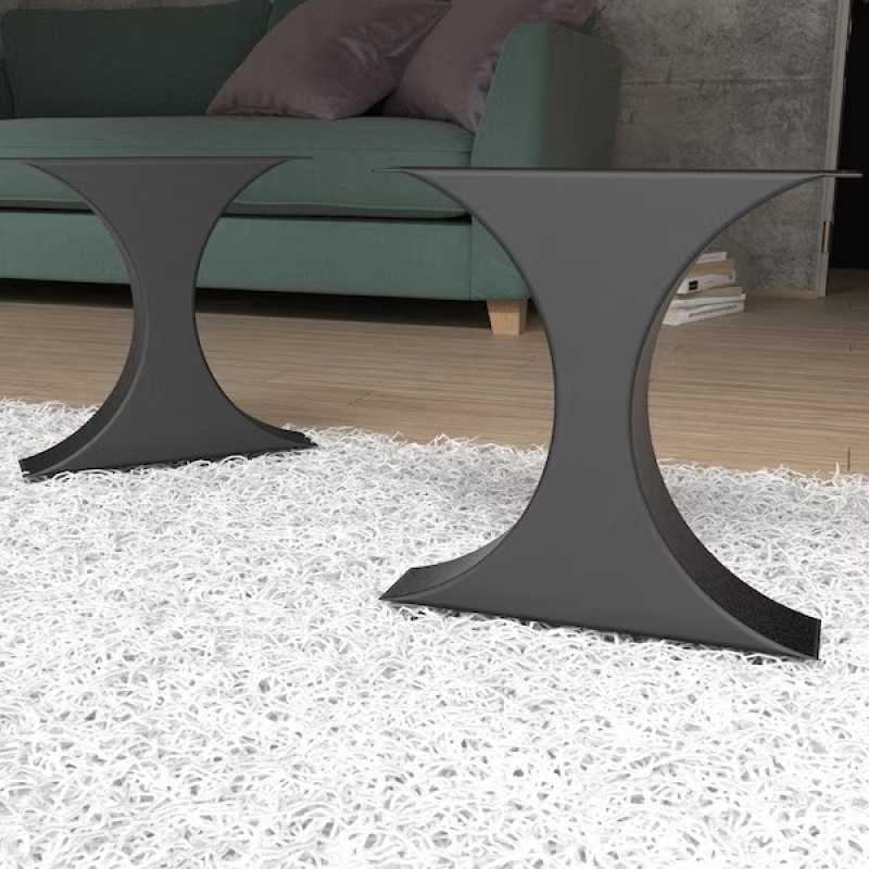 Trapezoidal Metal Table Legs - Matte Black Steel