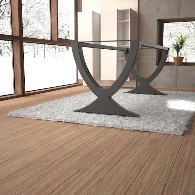 WoodenSure Metal Table Base Curved X-Design Matte Black Iron Legs for Modern Livin...