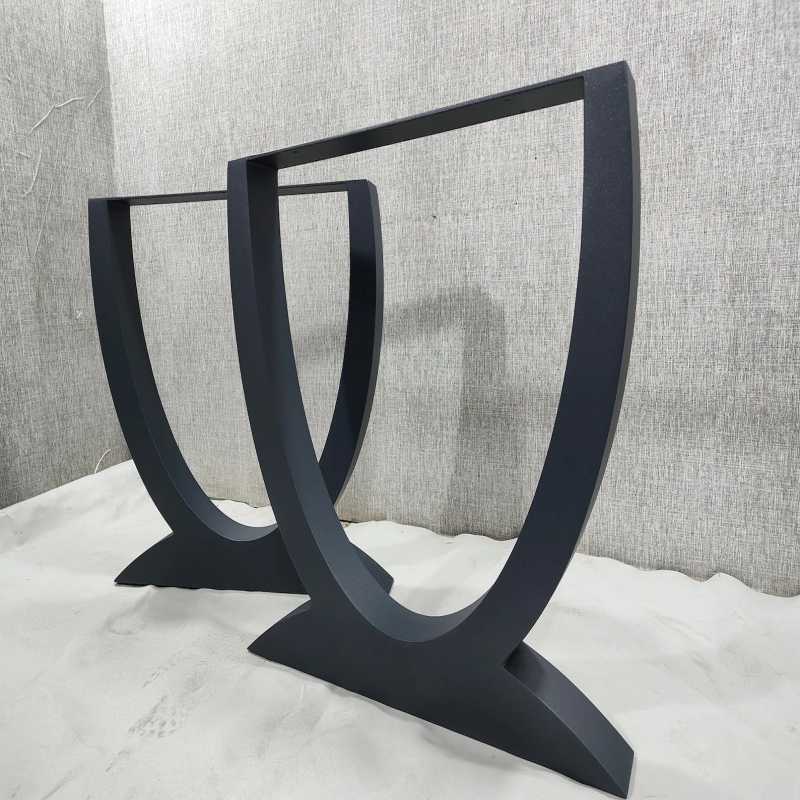 WoodenSure U-Shaped Curved Metal Table Legs Matte Black Iron | Contemporary Dining...