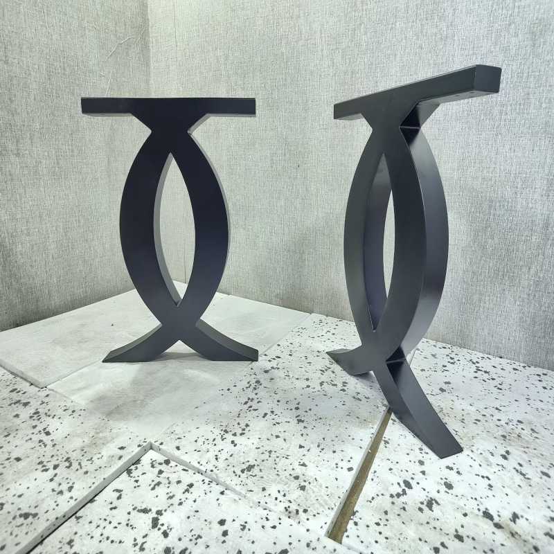 Criss-Cross Oval Metal Table Legs Powder-Coated Black | Premium Iron Base for Dini...