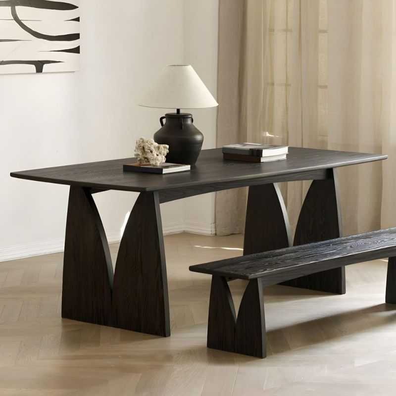 Black Solid Acacia Wood Dining Table | Rectangular Mini...