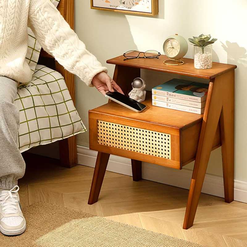 Stylish Nightstand Table with Drawer and Shelf
