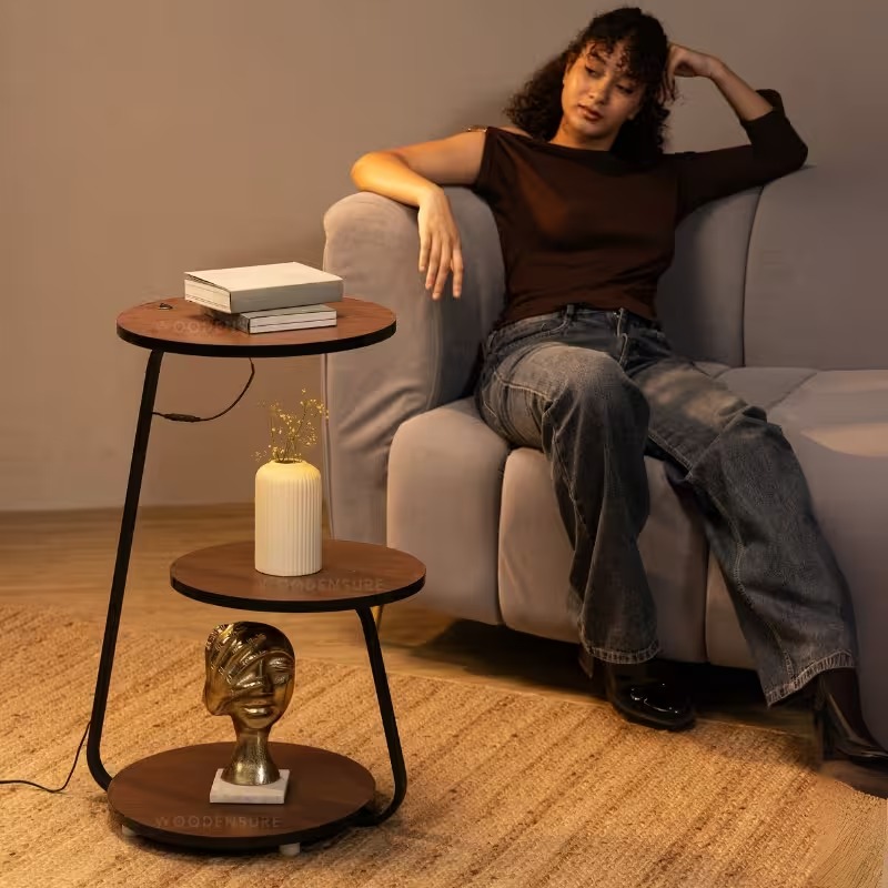 Modern Bedside Table with LED Light | Premium Minimal N...