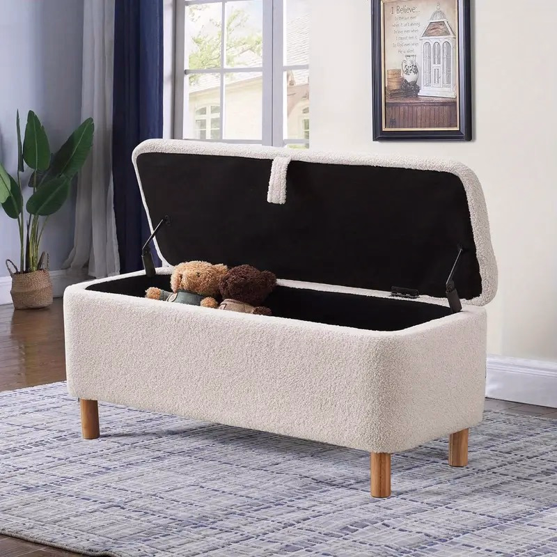 Woodensure fabric ottoman bench with storage