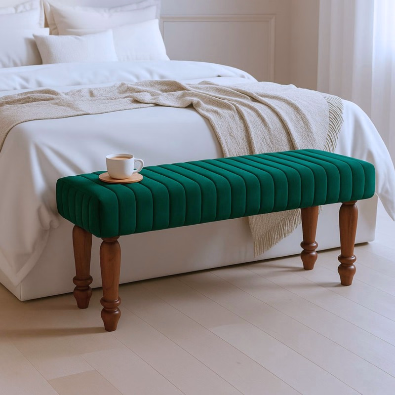 Piccolo Upholstered Bench (Dark Olive Green)