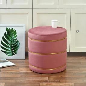 Elegant Round Pink Velvet Ottoman