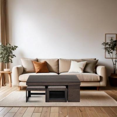 WoodenSure Nesting Expandable Sheesham Wood Coffee Table Set – 4-Stool Combo, Spac...