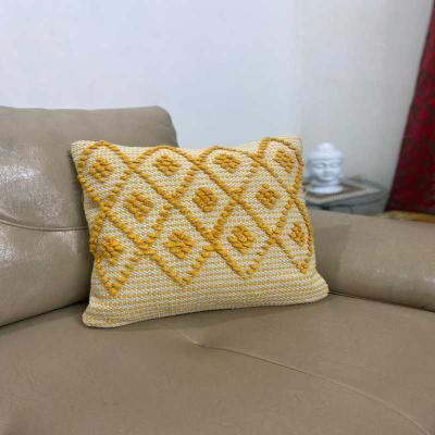 SunWeave Throw Pillow | Yellow Tufted with Geometric Pattern | Boho Decor | Living...