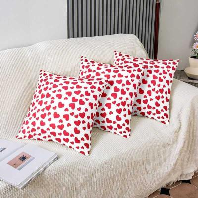 LovePop Trio – Woodensure Satin Heart Print Cushion Covers – 16x16 Inches | Bold R...