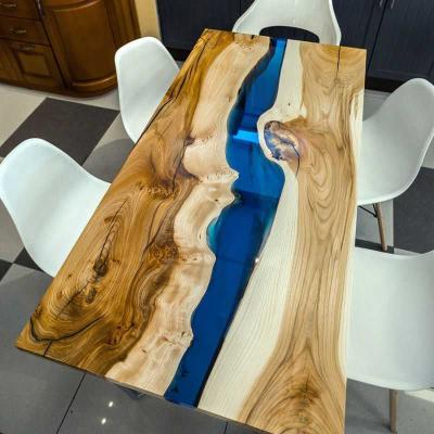 Natural Edge Epoxy Resin Dining Table – Acacia Wood Live-Edge Table with Industria...