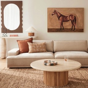 Roma White Round Marble Coffee Table with Ribbed Cylindrical Base – Luxury Living ...