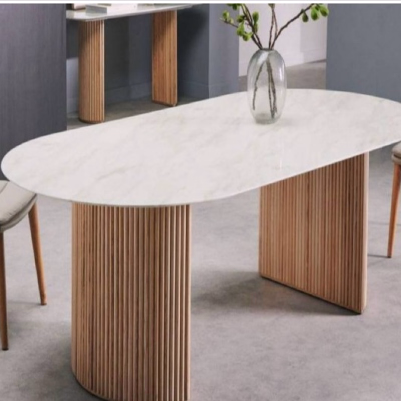 6 Seater Marble Top Dining Table Rectangular